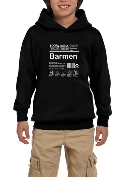 Barmen Siyah Çocuk Kapşonlu Sweatshirt