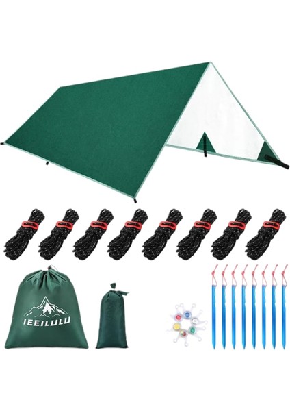 Branda , Su Geçirmez Çadır Brandası, 3 x 3.2m Ultra Hafif, Halkalı Kamp Çadırı Brandası