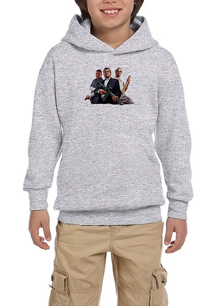 Gta Assassin Business Mans Gri Çocuk Kapşonlu Sweatshirt
