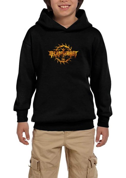 Necrophagist Logo Siyah Çocuk Kapşonlu Sweatshirt