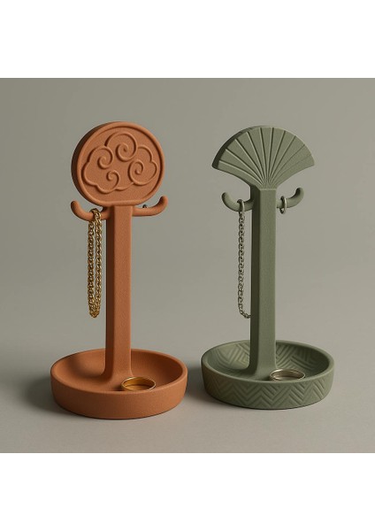 Zarif Bulut ve Yelpaze Desenli Harmony Takı Tutucular – M Için Şık Yüzük ve Zincir Düzenleyici