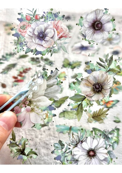 Yeşil Çiçek Doğanın Zarafeti Sticker Seti 6 Yaprak Sticker Setetiketçıkartmabullet Journal modelleri