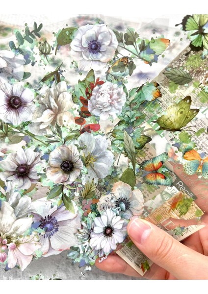 Yeşil Çiçek Doğanın Zarafeti Sticker Seti 6 Yaprak Sticker Setetiketçıkartmabullet Journal fırsatları