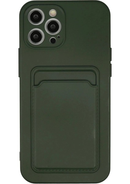 iPhone 12 Pro Max Kılıf Kelvin Kartvizitli Silikon - Koyu Yeşil