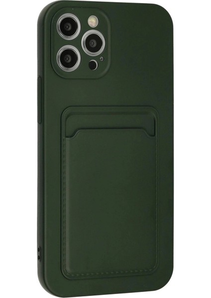 iPhone 12 Pro Max Kılıf Kelvin Kartvizitli Silikon - Koyu Yeşil modelleri