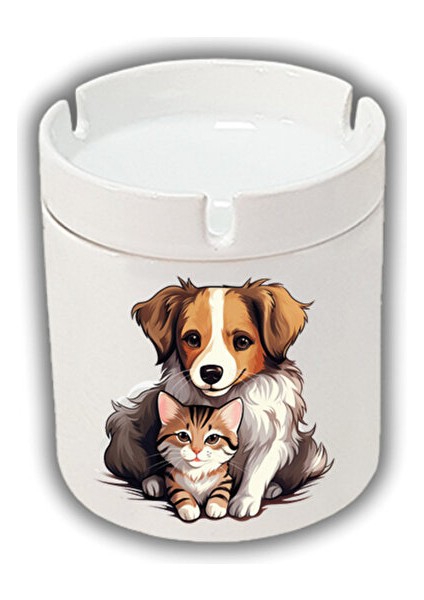 Kedili ve Köpekli Kül Tablası