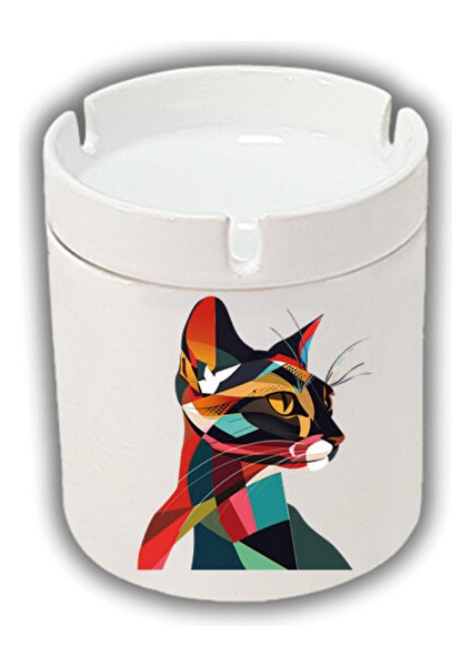 Modern Kedi Baskılı Küllük Kül Tablası