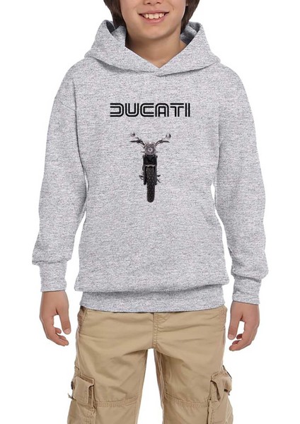 Ducati Scrambler Eıcma Gri Çocuk Kapşonlu Sweatshirt