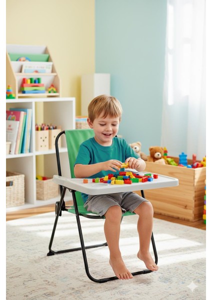 2–6 Yaş, Oyun Aktivite Masası, Çocuk Sandalyesi ve Masası Tak-Çıkar Masa-Yeşil