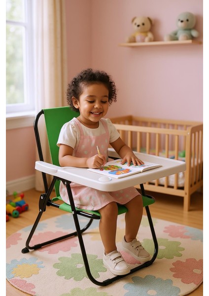2–6 Yaş, Oyun Aktivite Masası, Çocuk Sandalyesi ve Masası Tak-Çıkar Masa-Yeşil fiyatları