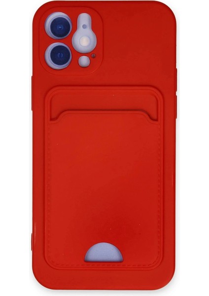 iPhone 12 Kılıf Kelvin Kartvizitli Silikon - Kırmızı