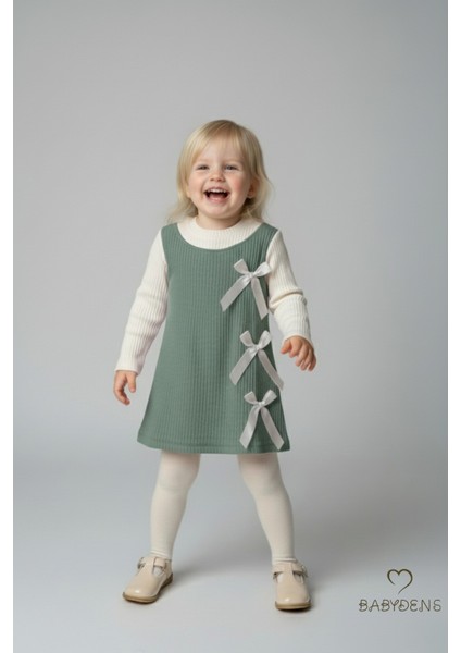 Kız Çocuk Fitilli Elbise %100 Pamuk,uzun Kollu,fiyonklu,yumuşak Dokulu, Şık Günlük,özel Gün Elbisesi