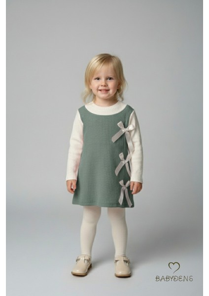 Kız Çocuk Fitilli Elbise %100 Pamuk,uzun Kollu,fiyonklu,yumuşak Dokulu, Şık Günlük,özel Gün Elbisesi