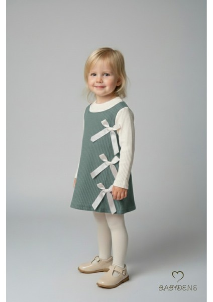 Kız Çocuk Fitilli Elbise %100 Pamuk,uzun Kollu,fiyonklu,yumuşak Dokulu, Şık Günlük,özel Gün Elbisesi