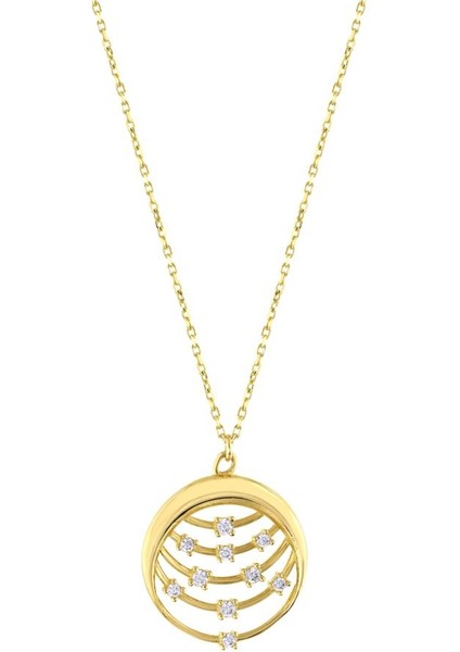 14 Ayar Taşlı Tasarım Galaksi Altın Kolye