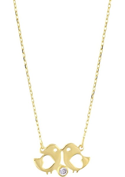 14 Ayar Çifte Kumrular Altın Kolye