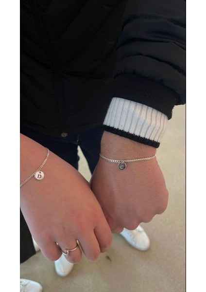 Çelik Sevgili Arkadaşlık Harfli 2li Bileklik