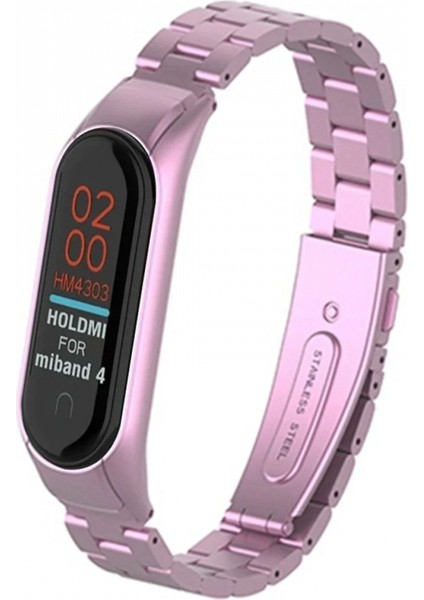Xiaomi Mi Band 4 Metal Baklalı Kordon - Rose