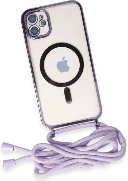 iPhone 11 Kılıf Divo Lazer Askılı Magsafe Kapak - Lila fırsatları