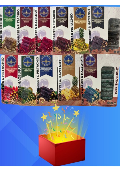 11’li Karışık Lokum Paketi – Antep Fıstıklı & Fındıklı Meyveli Lokum Seti 11X125 gr