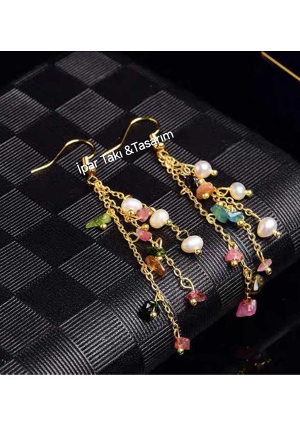 Düzensiz Doğal Inci & Doğal Taş Küpesi