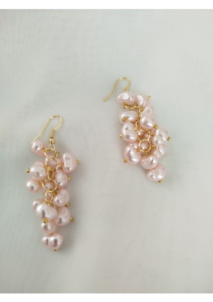 Pembe Rengi Barok Inçi Küpe