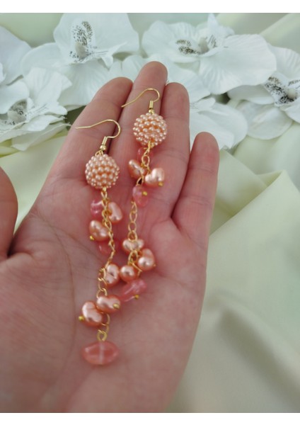 Pembe Rengi Barok Inçi Küpe modelleri