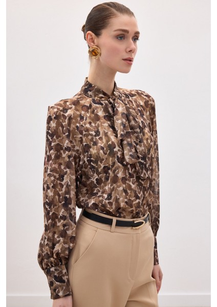 Fular Detaylı Bluz - Kahve fırsatları