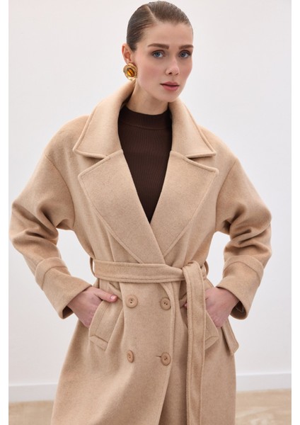 Beli Bağlamalı Uzun Kaban - Bej indirimleri
