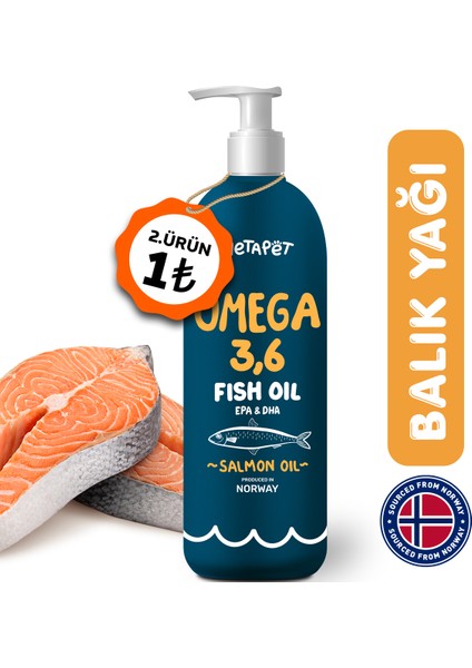 Köpekler Için Balık Yağı, Premium Norveç Somonu Yağı, Omega 3 ve 6, Yüksek Epa-Dha