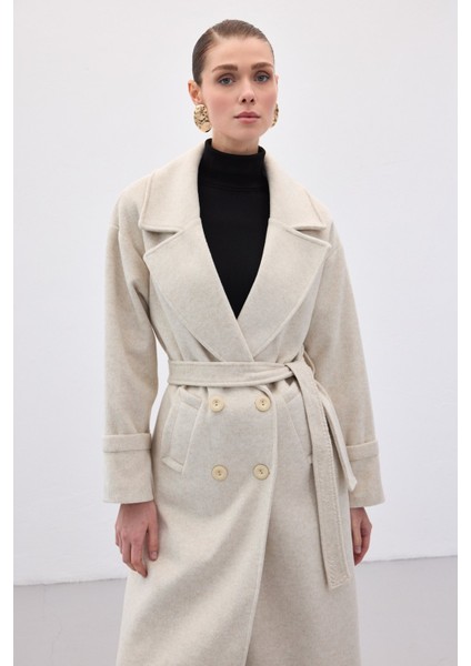 Beli Bağlamalı Uzun Kaban - Taş