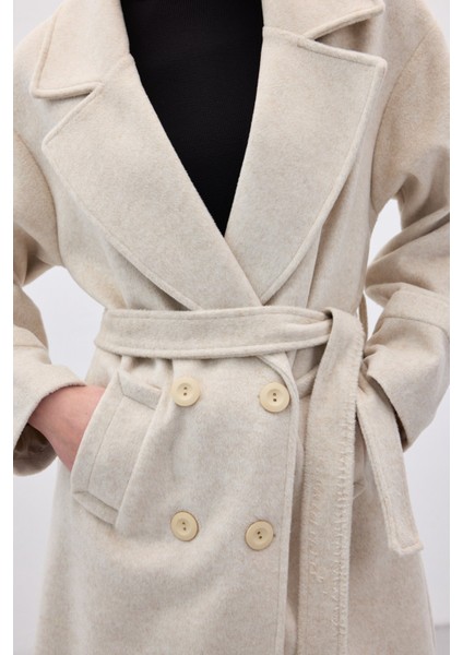 Beli Bağlamalı Uzun Kaban - Taş