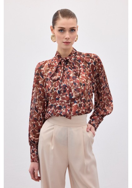Fular Detaylı Bluz - Bordo modelleri