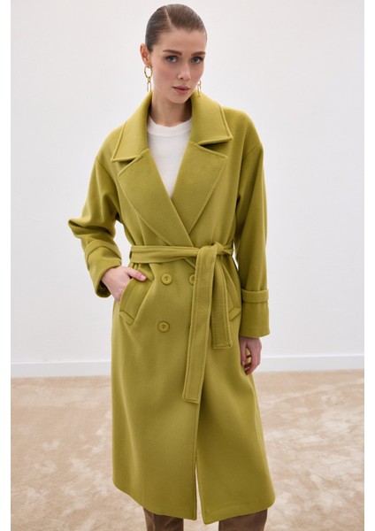 Beli Bağlamalı Uzun Kaban - Yağ Yeşili fiyatları