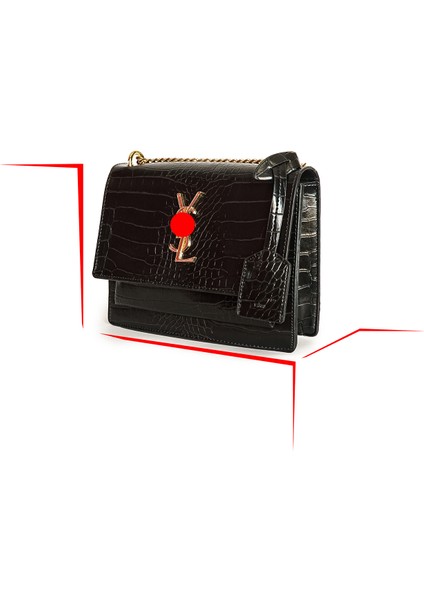 Siyah Timsah Desenli Omuz Çanta fiyatları