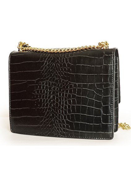 Siyah Timsah Desenli Omuz Çanta modelleri