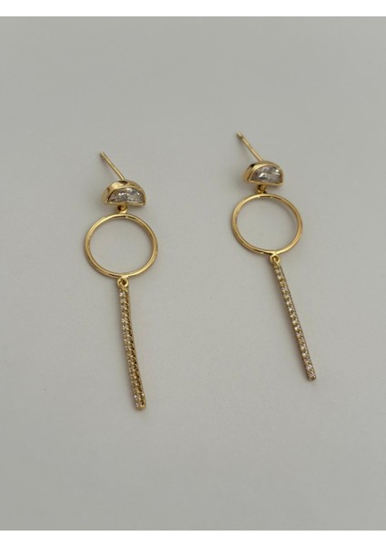 Özel Seri Xp 14K Kristal Taş Detay Gold Çubuk Sallantılı Küpe fiyatları