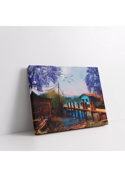 Kış Masalı Köyü Kanvas Tablo