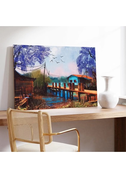 Kış Masalı Köyü Kanvas Tablo fiyatları