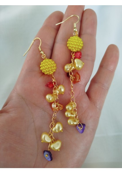 Gold Altın Kaplama Beyaz Inci Kırıktaş Sallantı Tasarım Küpe fiyatları