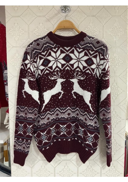 Kadın Noel Temalı Ren Geyiği Desenli Yılbaşı Triko Kazak fiyatları