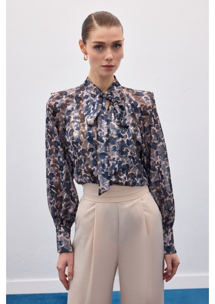 Fular Detaylı Bluz - Lacivert fiyatları