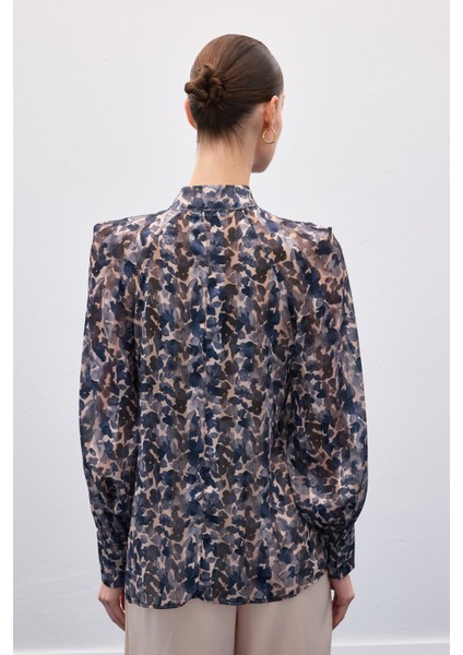 Fular Detaylı Bluz - Lacivert