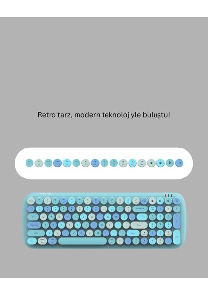 Lzrdwzrd Kablosuz Retro Klavye ve Mouse Seti – 104 Tuşlu, Sessiz Yazım modelleri