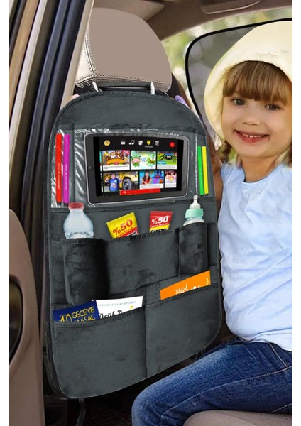 Araç Koltuk Arkası Tablet ve Telefon Tutucu Organizer - Araç Içi Eşya Düzenleyici