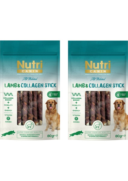 Kuzu Eti Sargılı Kolajen Çubuk Tahılsız Köpek Et Ödülü 80 Gr. x 2 Adet