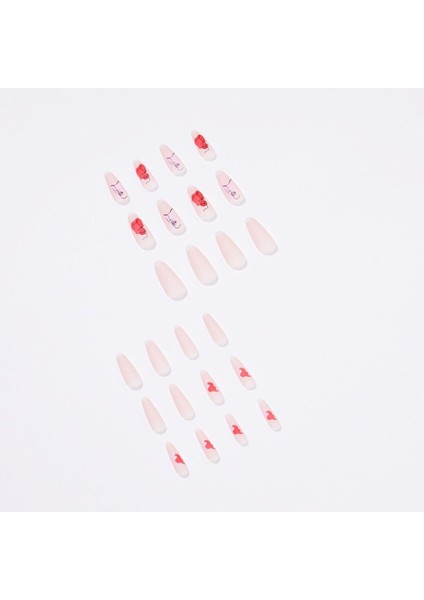 Pembe Kırmızı Kadın Desenli Takma Tırnak Seti (24 Adet) fırsatları