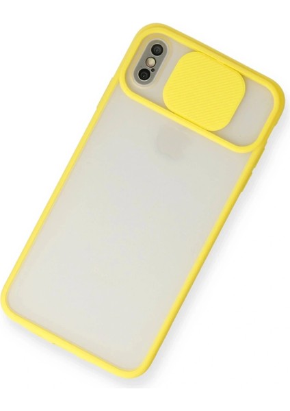 iPhone x Kılıf Palm Buzlu Kamera Sürgülü Silikon - Sarı modelleri