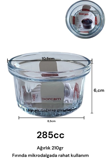 Borcam Kek Sufle Kase Isıya Dayanıklı Atom Tatlı Fırın Kasesi Bor Cam 285CC 2 Adet fırsatları