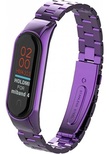 Xiaomi Mi Band 4 Metal Baklalı Kordon - Mor